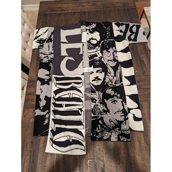 STELLA MCCARTNEY Black The Beatles Get Oversized Intarsia Cotton Coat - Picture 6 of 6